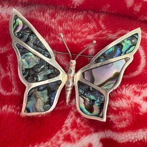 MEXICO Vintage Abalone Butterfly Brooch